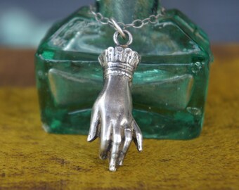 Victorian Style Ladies Cuffed Hand Necklace Solid Silver Chain Necklace Design #2