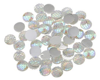 10 cabochons 12 mm fish scales
