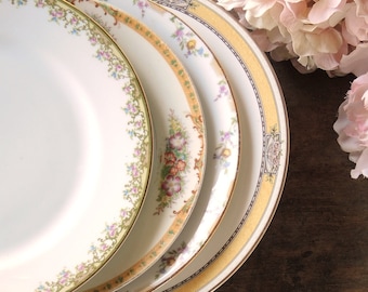 Mismatched Dinner Plates Set of 4 Plates for Wedding Bridesmaid Luncheon Replacement China