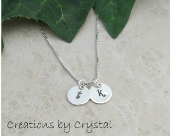 Small Sterling Hand Stamped Initial Necklace