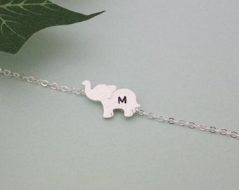 PERSONALIZED ELEPHANT BRACELET, initial elephant bracelet,birthday gift , bridesmaid gift idea, Elephant Jewelry, Animal Jewelry, friendship