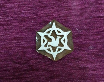 Hand carved wooden stamp, pottery stamp, textile stamps, soap stamp, tjaps - Dove in Star of david