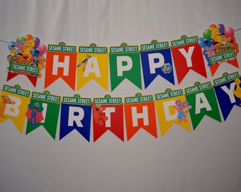 Sesame Street / Elmo Birthday Banner / Cookie Monster / Elmo backdrop / Elmo centerpiece / Sesame Street backdrop / Sesame Street decoration