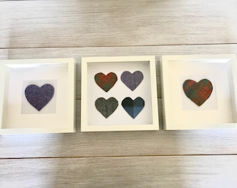 Framed Harris Tweed Hearts
