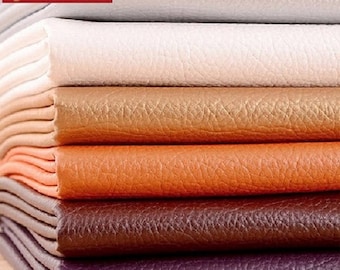 Colorful Litchi grain, Artificial Leather, Faux Leather Sheets Fabric, PU Leather Fabric, Soft Matte Imitation Leather, by the 1/2 yard