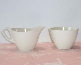 Vintage ROYALON Melamine Melmac # 314 Sugar & Creamer IVORY WHITE