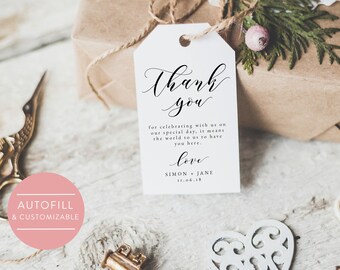 Thank You Gift Tags-Printable Gift Tag -Editable Tags-Wedding Tag-Favor Tag-Wedding Favor Gift Tag-Printable Gift Tag-Thank You-SN029_TY