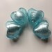 Four large aqua foil glass heart beads 20 mm