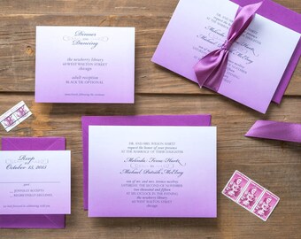 Orchid Wedding Invitation Suite - Double Thick Card Stock