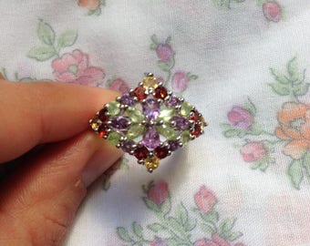 Ring in silver and semi-precious stones party