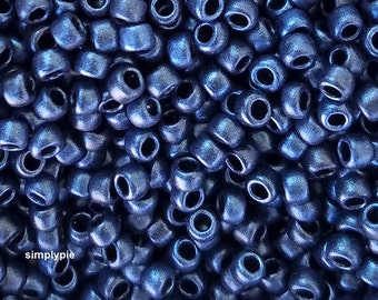 8/0 TOHO Suede Blue Glass Seed Beads 10-Grams Matte Metallic Hybrid
