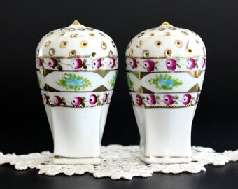 Salt and Pepper Shakers, Hand Painted China, Vintage Salt and Pepper, Made in Japan, 1950s 13179