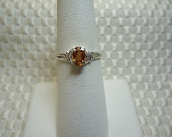 Oval Cut Yellow Zircon Ring in Sterling Silver #1649