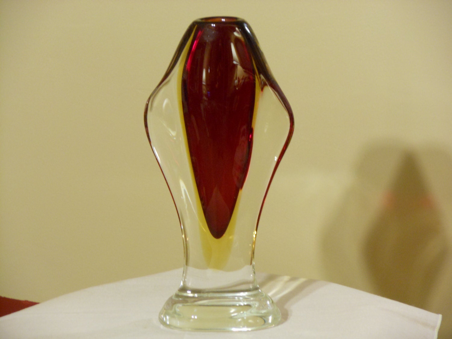 Crystal Vase with Deep Red Center