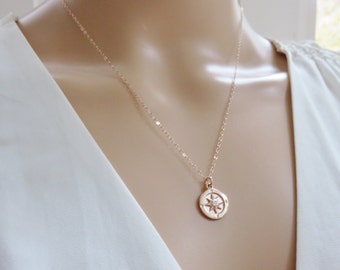 Rose Gold Compass Necklace, Graduation Gift for Her, Retirement Gift for Women, Compass Necklace, Graduation Gift, marciahdesigns, mhd