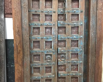 Antique YOGA STUDIO Lotus Blossom Door Floral Patina Vintage Indian Architecture Old Haveli Doors Conscious Living Shabby Chic Interiors