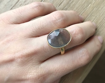 Large Labradorite Statement Bohemian Ring
