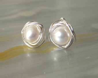 Freshwater Pearl Stud Earrings, Pearl Earrings, White Pearls , Pearl Jewelry, Bridesmaids Gifts Pearl Jewellery, Birthday Gift, Gift For Her