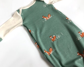 SALE!! Organic Baby Set SLY FOX organic sleeper, sleep sack, newborn gown, layette, coming home outfit