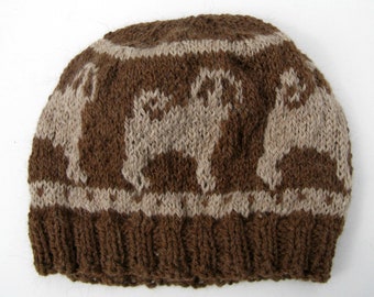 Fair Isle Knit Hat with Pugs