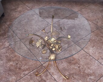 Vintage Italian Tole Gold Gilt Accent Table