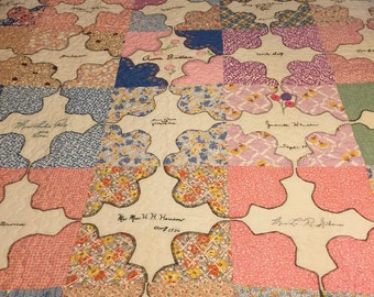 Vintage 1934 feed sack Bridal Quilt newly Quilted