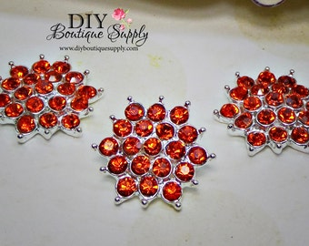ORANGE Crystal Button Flat Back Halloween Embellishment Rhinestone Flatbacks - Headband Supplies flower centers Scrapbooking 21mm 625038