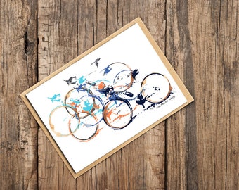 Caffeine Stop Blank Card, Card for Cyclists, Bicycle Card