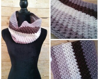Textured Cowl, Ombre Infinity Scarf, Gray Black White Neck Warmer, Winter Accessory, Ombre Cowl, Striped Scarf