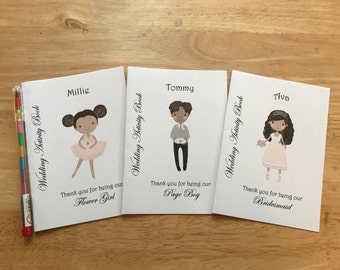 A6 Personalised Page Boy, Ring Bearer, Flower Girl or Bridesmaid Wedding Activity Pack, Colouring Book, Favour