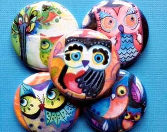 Owls from the Old Days of Lauren Alexander Magnets Set of 5 small illustrations lauren ingraham