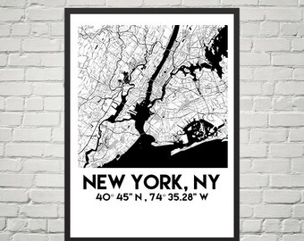 New York Map Poster 18 x 24 (Digital)