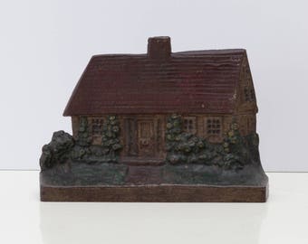 Antique Cottage Doorstop, old cast iron, 1920s door stop