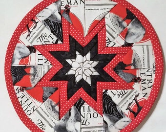 White and Black Rooster Potholder