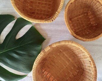 Vintage Wicker Nesting Baskets | Set of 3