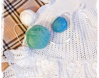 Crochet dress for baby girl - Short-sleeve white dress for girl