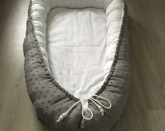 Baby Litter/BABYCOT-grey with white and mint