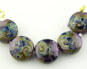 purple lampwork beads glass beads organic beads sra Lara Lutrick
