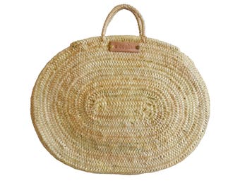 Large oval basket Moroccan braid handmade rope handle