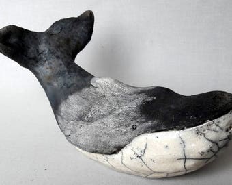 Ceramic Raku humpback whale