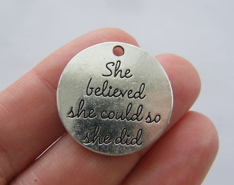 2 She believed she could so she did charms antique silver tone M911