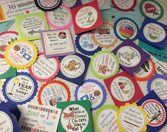 Our biggest set of LUNCHBOX LOVE NOTES EvEr!! - set of 30! Kids LoVe these poems, riddles &jokes - some PeRsonalized!! Reward tokens