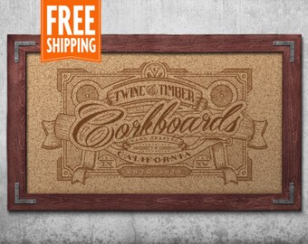 Premium Rustic Framed Corkboard - Red Mahogany