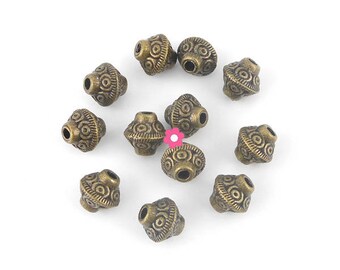 metal bicone beads 10 x bronze 6x6mm (83)