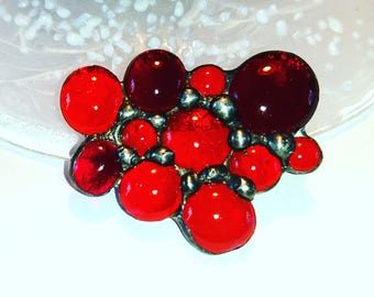 Bubbles fused stained glass brooch