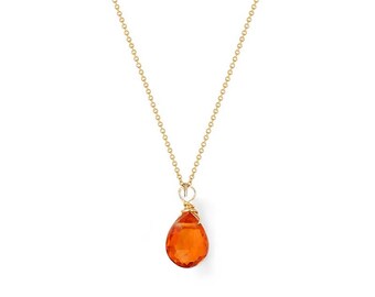 London Manori Mandarin Garnet Tear Drop Necklace