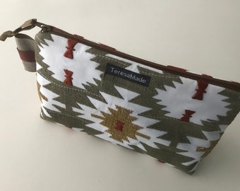 Stand Up Aztec Embroidered Zip Pouch