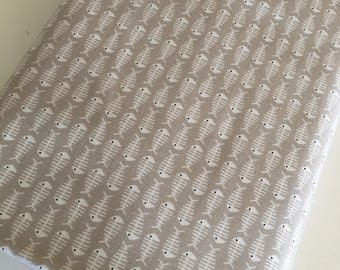 Cat Fabric, Pet Fabric, Gift for Pet, Christmas Gift for Pet Lover, Meow by Riley Blake, Meow Fish in Gray - Choose the cut