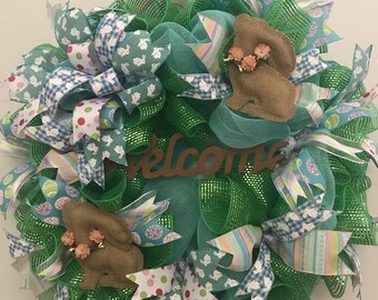 Easter Wreath. Spring Wreath. Welcome Wreath. Front Door Wreath.