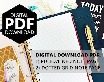 PDF Download Dotted-Grid & Ruled-Lines, 5.5"x8.5" Half-Letter size (fits into A5 Planners)